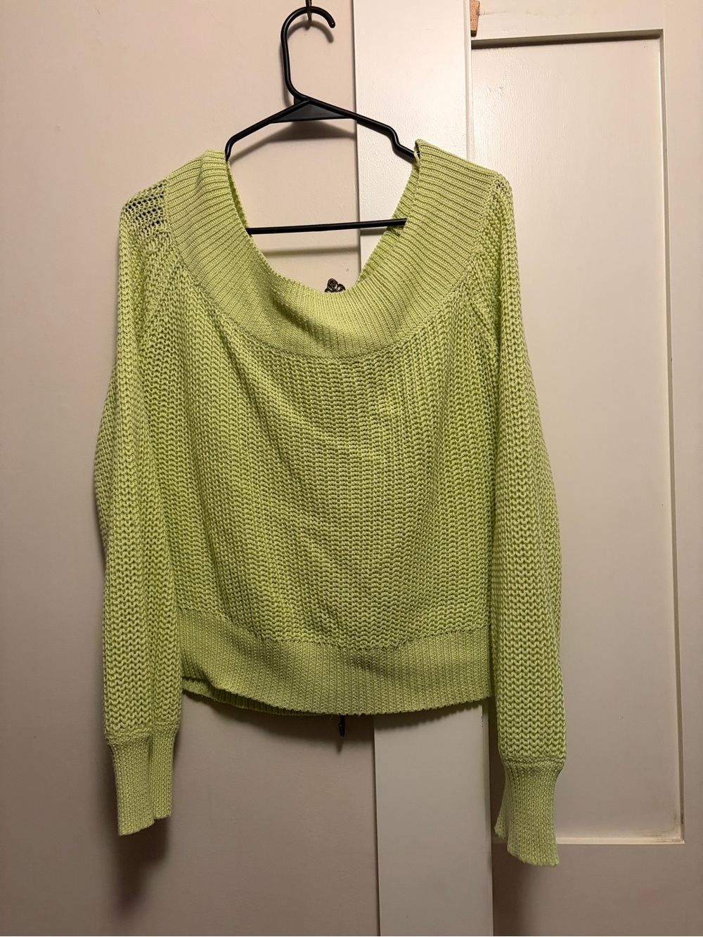 Light Green Off the Shoulder Knit Sweater